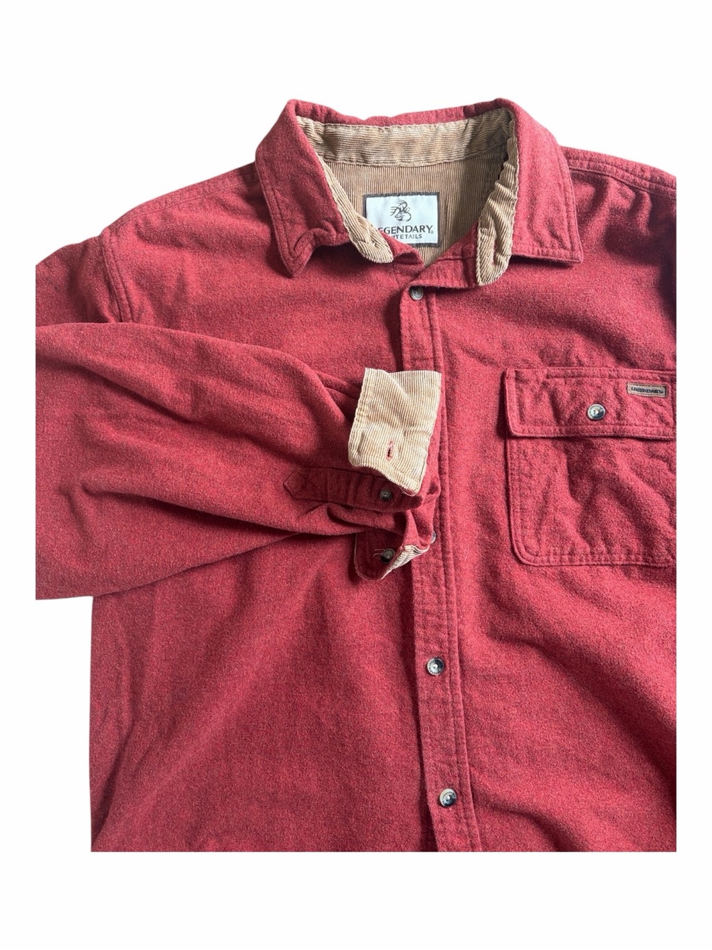Legendary Whitetails Men’s Buck Camp Flannel Shirt Size L Corduroy Accents